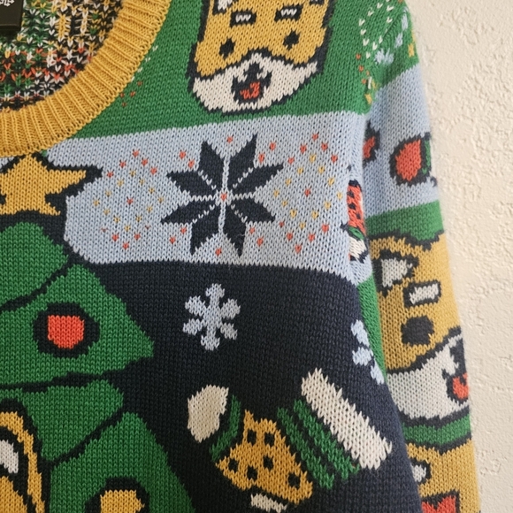 Shiba Inu Geeknet Ugly Holiday Sweater Multicolor Long Sleeve Crew Neck medium - Picture 2 of 6